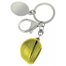 Metalinis dažytas tūrinis raktų pakabukas motociklininko šalmo formos. Komplektuojamas su kartonine dėžute.