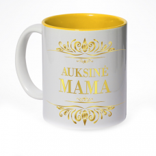 Dekoruotas puodelis auksinei mamai