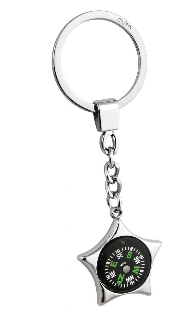 Raktų pakabukas žvaigždės formos su kompasu iš priekio