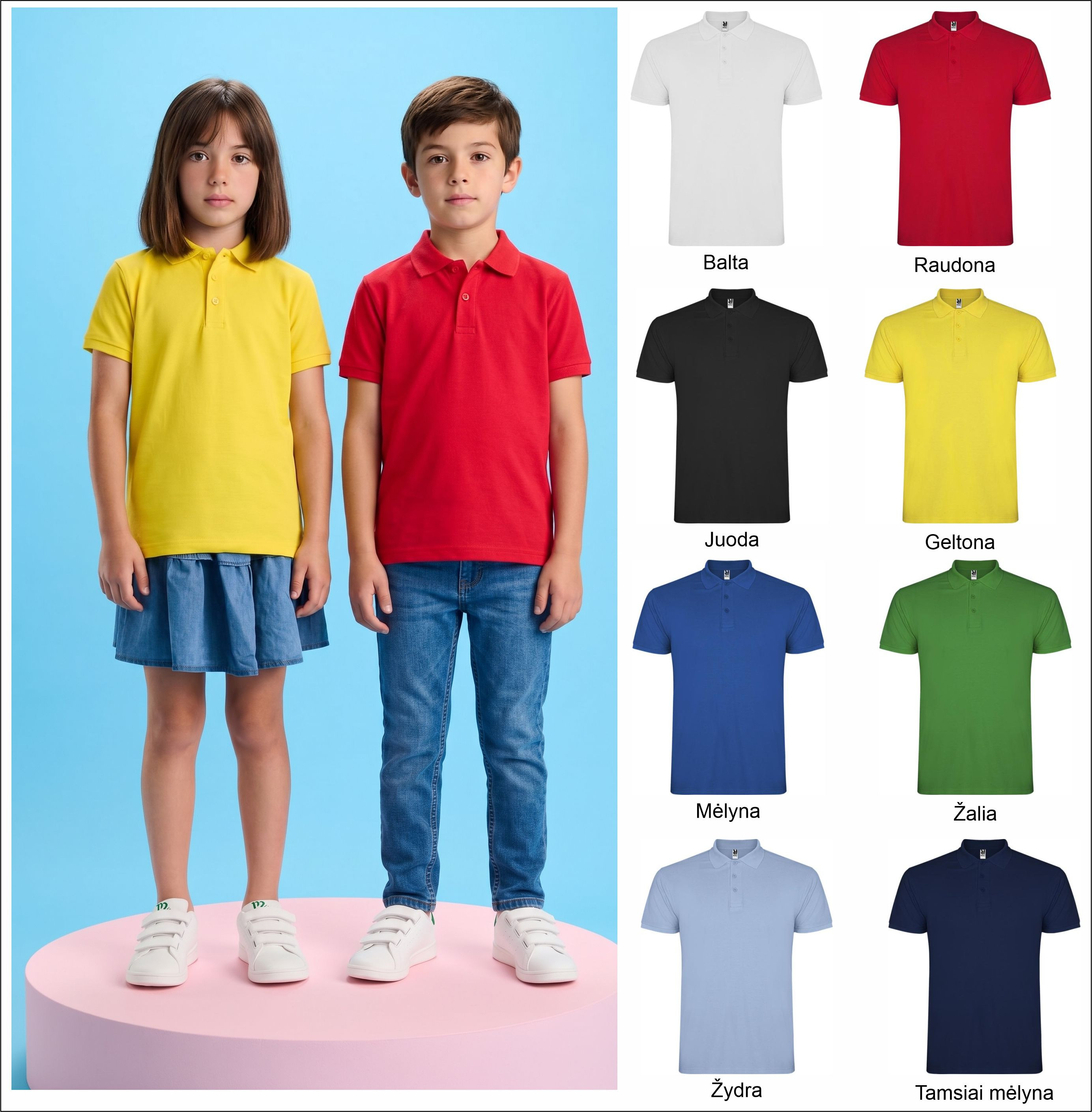 Vaikiški premium polo marškinėliai universalūs